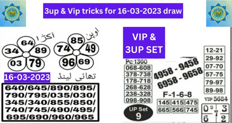 Thailand Lottery VIP Tips 16-11-2023