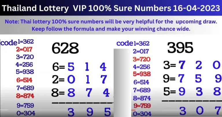 Thai Lottery 100% Sure Numbers 16-04-2023